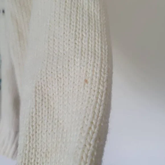 Vintage Northern Isles Hand Embroidered Knit Sweater Cream M - Picture 12 of 12